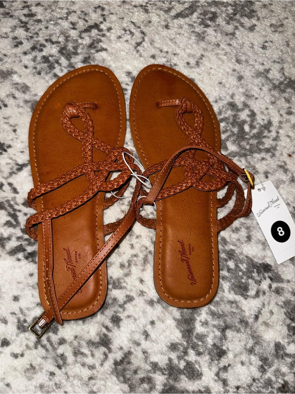 Universal Thread Women's Braided Strappy Sandals in Cognac Brown